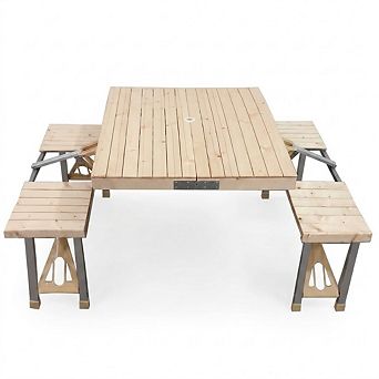 Portable Picnic Table Set with 4 Seats for Outdoor Camping