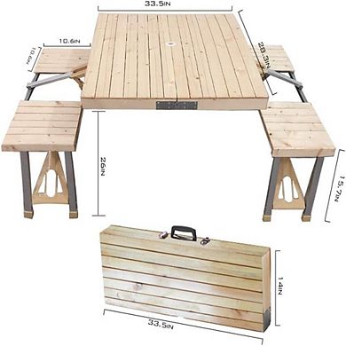 Portable Picnic Table Set with 4 Seats for Outdoor Camping