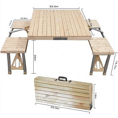 Portable Picnic Table Set with 4 Seats for Outdoor Camping