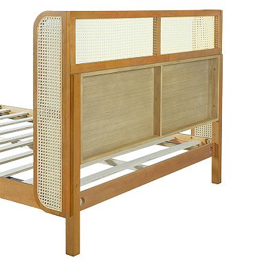 Pnronnc Wooden Platform Bed Wingback Bed Frame