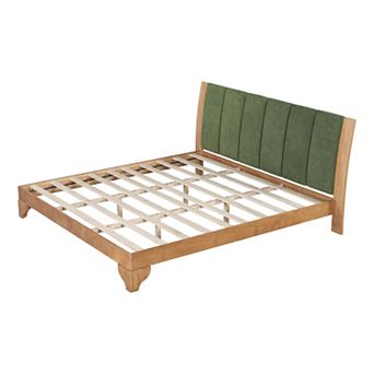 Pnronnc Premium Pine Wood Platform Bed Frame with Headboard