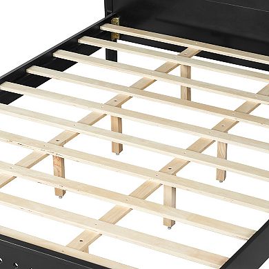 Pnronnc Low Profile Bed Wood Platform Bed Frame