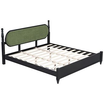 Pnronnc Low Profile Platform Bed Frame with Upholstered Headboard
