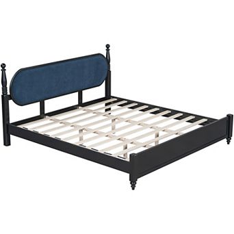 Pnronnc Low Profile Platform Bed Frame with Upholstered Headboard