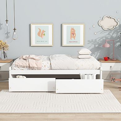 Pnronnc Twin Size Storage Bed with 2 Drawers