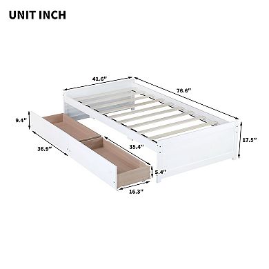 Pnronnc Twin Size Storage Bed with 2 Drawers