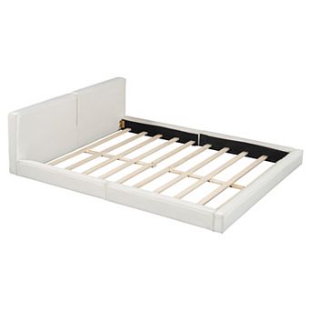 Pnronnc Velvet Upholstered Fabric Low Profile Bed Platform Bed Grounded Bed