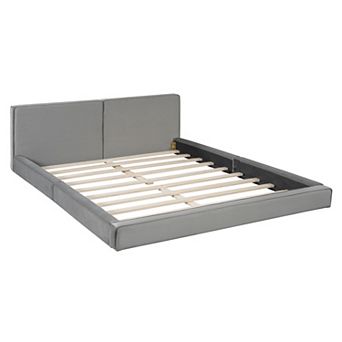 Pnronnc Velvet Upholstered Fabric Low Profile Bed Platform Bed Grounded Bed