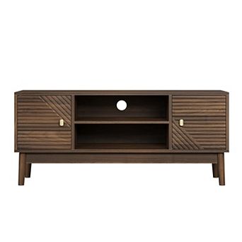 Pnronnc Farmhouse TV Stand Entertainment Center Cabinet with Storage Cabinet and Cable Management