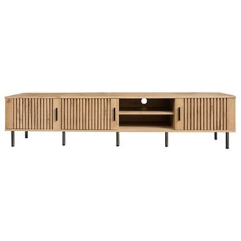 Pnronnc Modern Wood TV Stand Media Console with Storage & Cable Management
