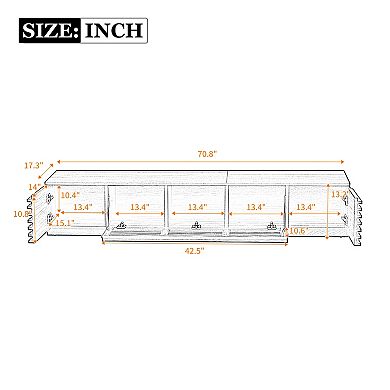 Pnronnc Modern Wave Door TV Stand for 65-80 Inch TVs with Storage