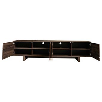 Pnronnc 85 Inch Modern TV Stand Media Console with Storage and Solid Wood Legs
