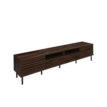 Pnronnc Modern Slatted Wood TV Stand for 6585 Inch TVs with Storage Cabinets