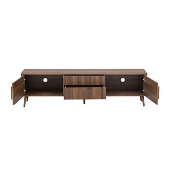Pnronnc 70.8" Mid Century Retro TV Stand Media Console with 2 Drawers and Storage Cabinets