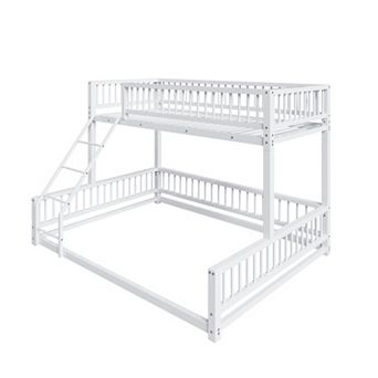 Pnronnc Heavy Duty Detachable Metal Bunk Bed Frame with Ladder and Guardrails