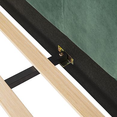 Pnronnc Full Size Velvet Floor Bed with Safety Guardrail