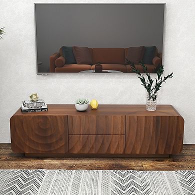 Trikiousd 58" Mid Century TV Stand with Spiral Wave Design