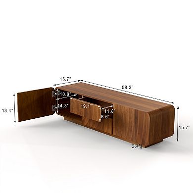 Trikiousd 58" Mid Century TV Stand with Spiral Wave Design
