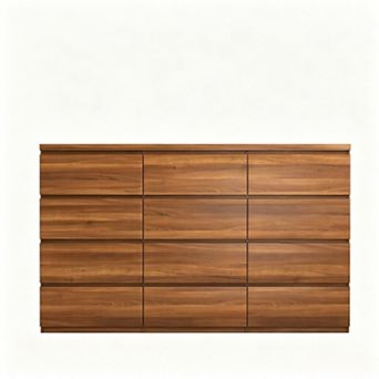 Trikiousd 12-Drawer Wood Dresser, Large Storage Chest for Bedroom