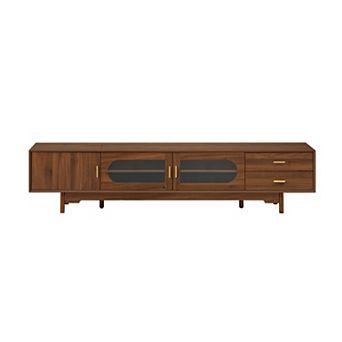 Trikiousd 78" TV Stand with Fluted Glass Doors and Drawers