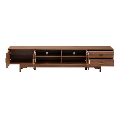 Trikiousd 78" TV Stand with Fluted Glass Doors and Drawers