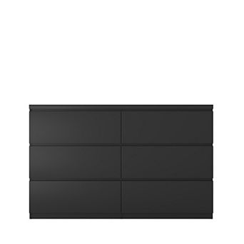 Trikiousd 6-Drawer Wood Storage Cabinet, Wide Dresser Chest for Bedroom