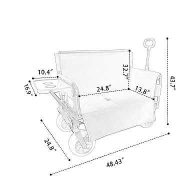 Trikiousd 3-in-1 Folding Wagon Cart with Bench Seat and Folding Tabletop