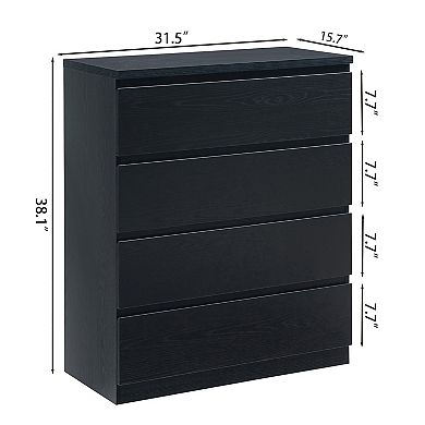 Trikiousd 4-Drawer Dresser with Handle-Free Design Storage Chest