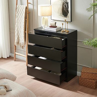 Trikiousd 4-Drawer Dresser with Handle-Free Design Storage Chest
