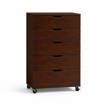 Trikiousd 5-Drawer Dresser with Wheels and Deep Storage Drawers