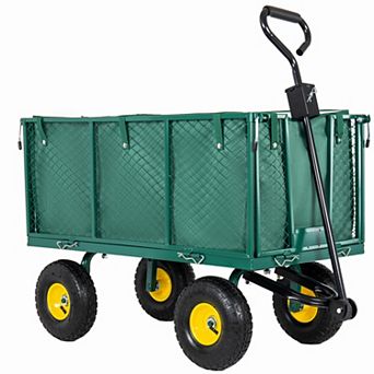Trikiousd 3-in-1 Steel Garden Cart with Removable Sides and Mesh Tray