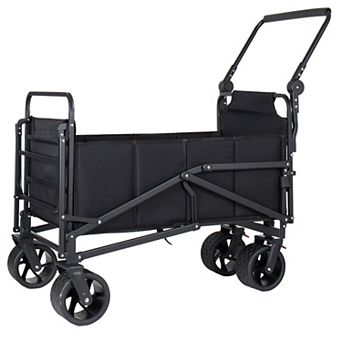 Trikiousd 2-in-1 Folding Wagon Cart and Beach Chair with All-Terrain Wheels