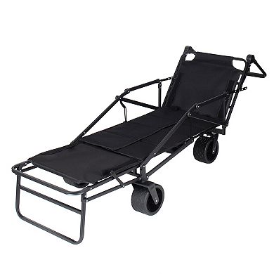 Trikiousd 2-in-1 Folding Wagon Cart and Beach Chair with All-Terrain Wheels