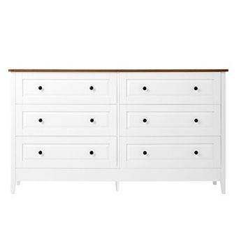 Trikiousd 6-Drawer Dresser with Wide Storage Drawers and Metal Handles