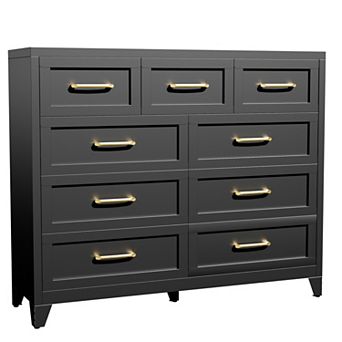 Trikiousd 9-Drawer Tall Metal Dresser with Smooth Sliding Storage Cabinet