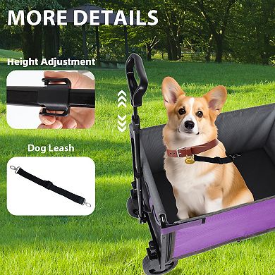 Trikiousd 3-in-1 Folding Wagon Cart Lightweight 220LBS Utility Pet & Camping Wagon