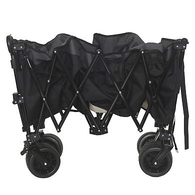 Trikiousd 51" Heavy-Duty Folding Wagon with All-Terrain Wheels