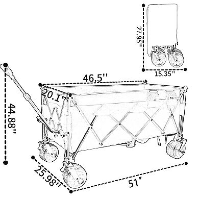 Trikiousd 51" Heavy-Duty Folding Wagon with All-Terrain Wheels