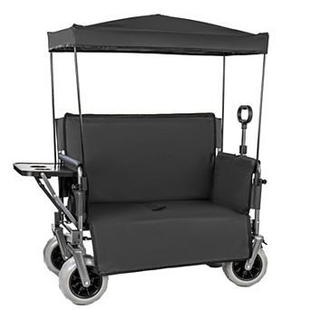 Trikiousd 3-in-1 Folding Wagon Cart with Bench Seat, Canopy and Tabletop