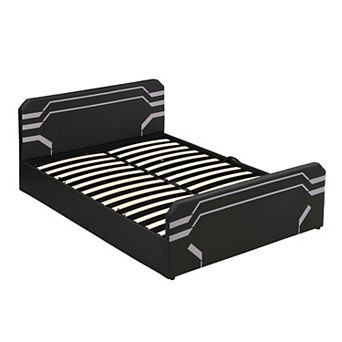 Trikiousd Upholstered Gaming Bed with Hydraulic Storage Platform Bed