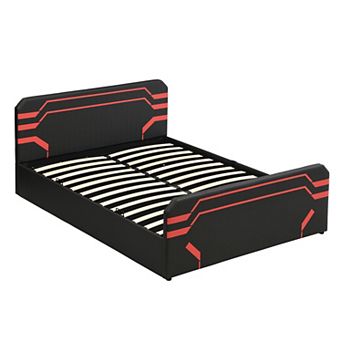 Trikiousd Upholstered Gaming Bed with Hydraulic Storage Platform Bed