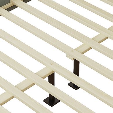 Trikiousd Solid Wood Platform Bed with Upholstered Tufted