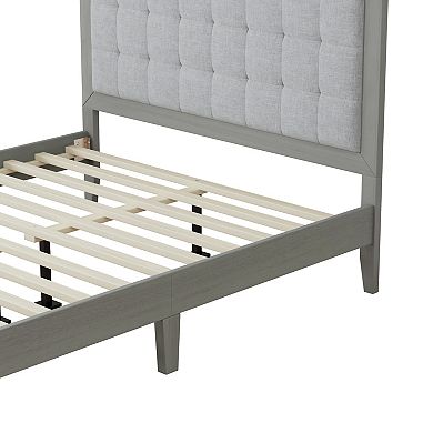 Trikiousd Solid Wood Platform Bed with Upholstered Tufted
