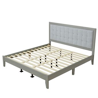 Trikiousd Solid Wood Platform Bed with Upholstered Tufted