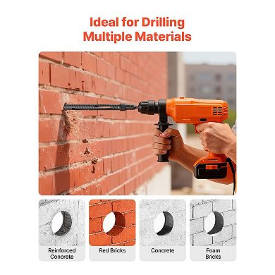 1-Inch Diamond Core Drill Bit for Concrete, 9.5-Inch Depth with Adapters
