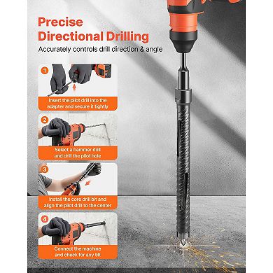 1-Inch Diamond Core Drill Bit for Concrete, 9.5-Inch Depth with Adapters