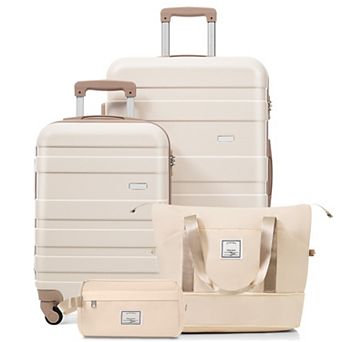 Trikiousd 4 pc Luggage Set with TSA Lock, 20 in Carry-On, 28 in Suitcase, Duffel Bag Toiletry Bag