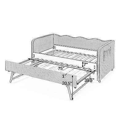 Trikiousd 3-in-1 Convertible Daybed with Pull-Out Trundle and Storage Pockets