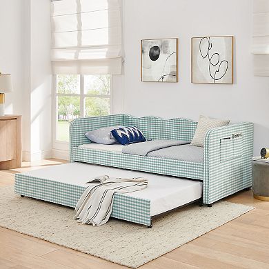 Trikiousd 3-in-1 Convertible Daybed with Pull-Out Trundle and Storage Pockets