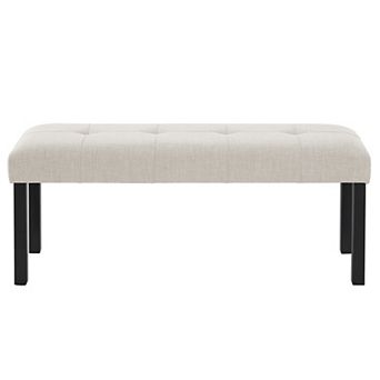 Trikiousd 47" Tufted Upholstered Dining Bench with Rubber Wood Legs for Entryway and Bedroom